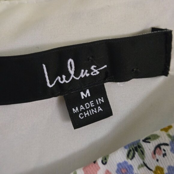Lulus Sweet For Spring Ivory Floral Puff Sleeve Mini Dress Size M - Picture 8 of 9